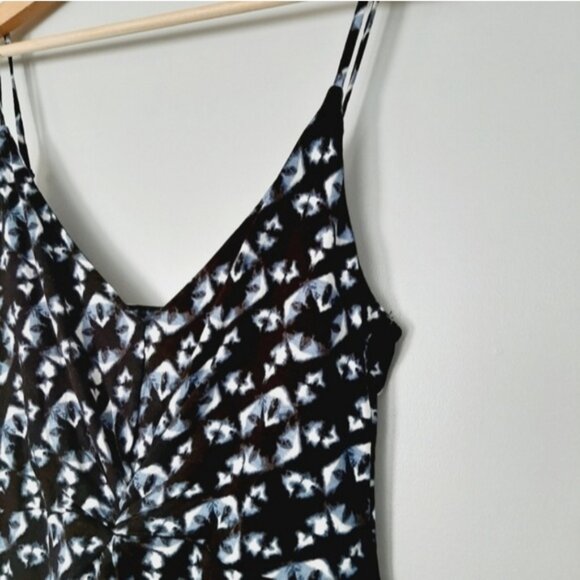 H&M New Tie-Dye Floral Print Summer Dress Blue & White Tank Top Straps Sz L - Picture 5 of 16
